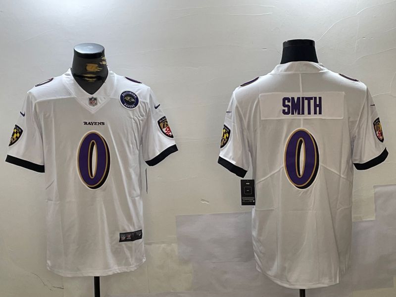 Men Baltimore Ravens #0 Smith White Second generation 2024 Nike Limited NFL Jersey style 2->baltimore ravens->NFL Jersey